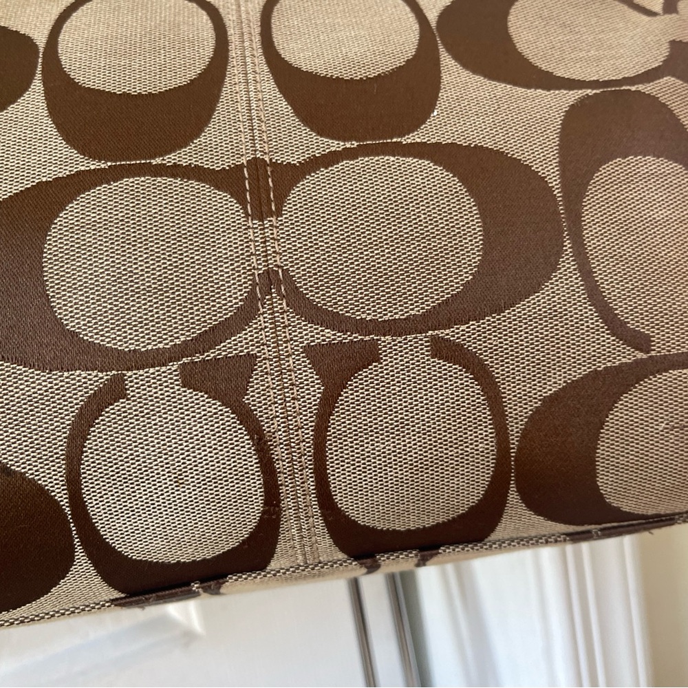 Coach Brown and Green Signature Tote Bag - Picture 10 of 13